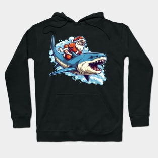 Santa Claus riding a shark Hoodie